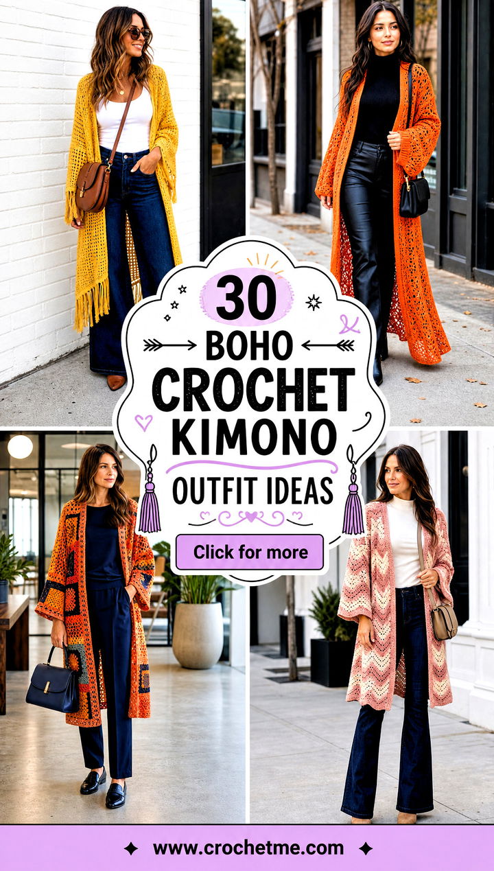 30 Boho Crochet Kimono outfit ideas - 30 Boho Crochet Kimono outfit ideas