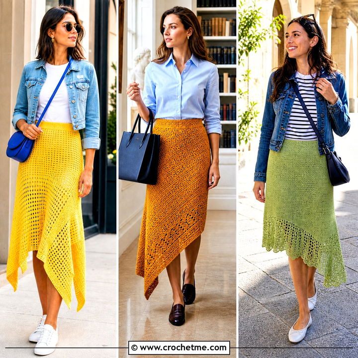 30 Crochet Asymmetrical Skirt Outfit Ideas for Statement Style