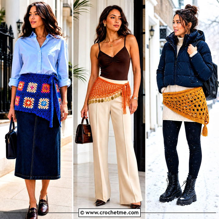 30 Crochet Hip Scarf Outfit Ideas for Festival-Ready Style