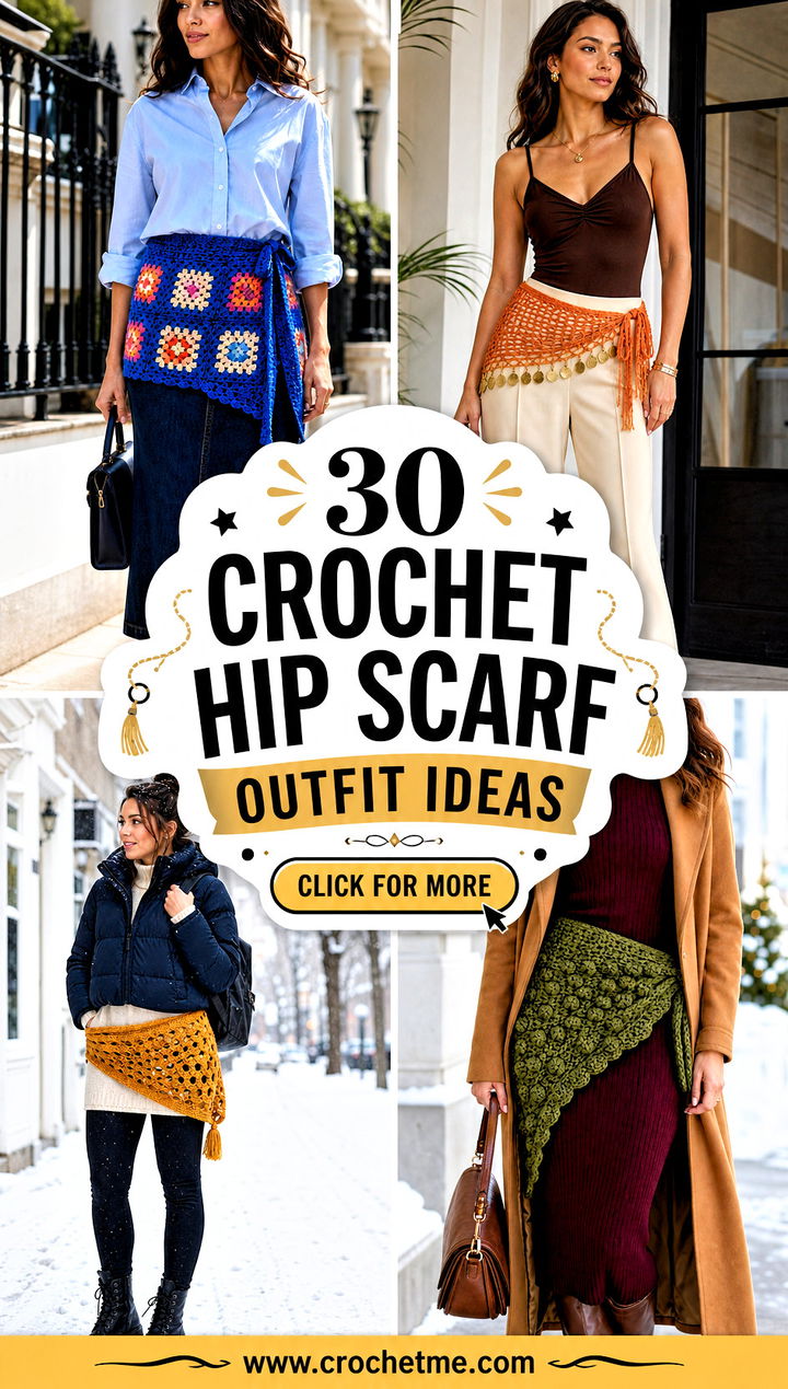 30 Crochet Hip Scarf outfit ideas - 30 Crochet Hip Scarf outfit ideas