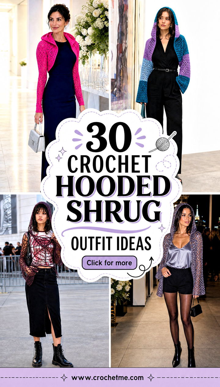 30 Crochet Hooded Shrug outfit ideas - 30 Crochet Hooded Shrug outfit ideas