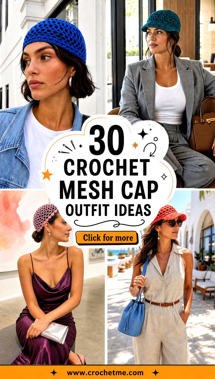 30 Crochet Mesh Cap outfit ideas - 30 Crochet Mesh Cap outfit ideas