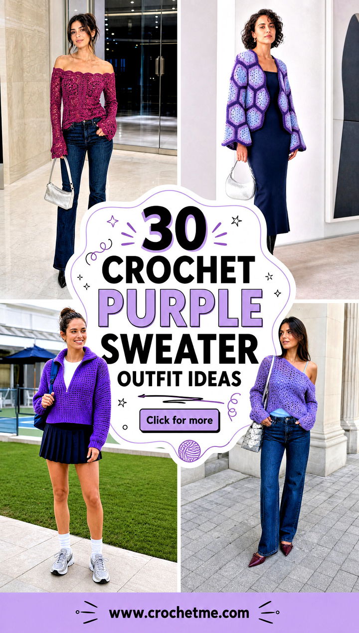 30 Crochet Purple Sweater outfit ideas - 30 Crochet Purple Sweater outfit ideas