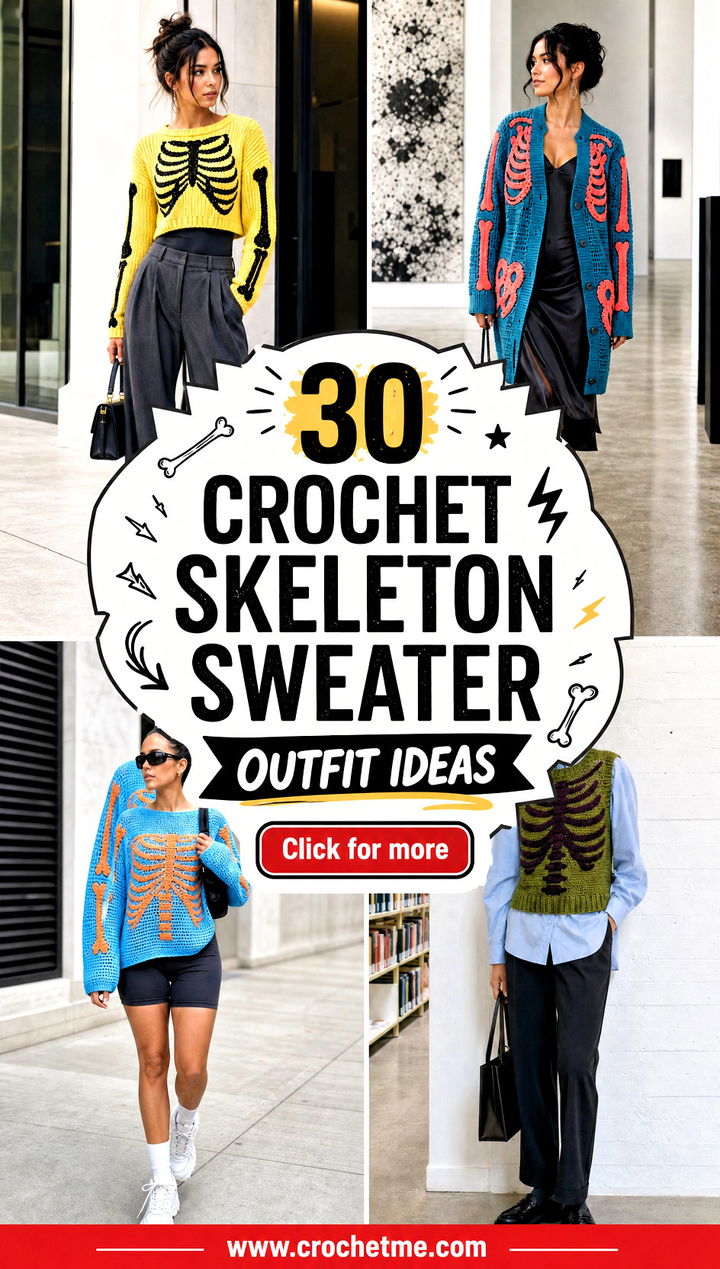 30 Crochet Skeleton Sweater outfit ideas - 30 Crochet Skeleton Sweater outfit ideas