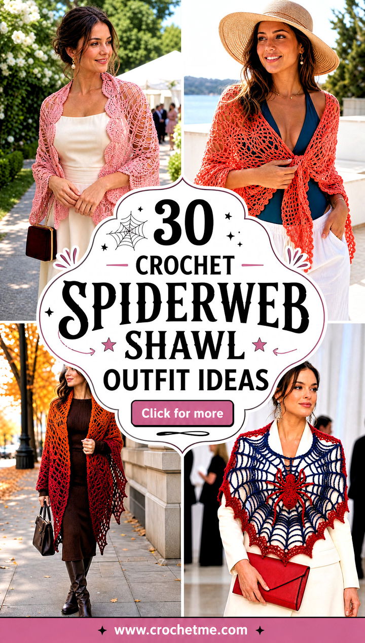 30 Crochet Spiderweb Shawl outfit ideas - 30 Crochet Spiderweb Shawl outfit ideas
