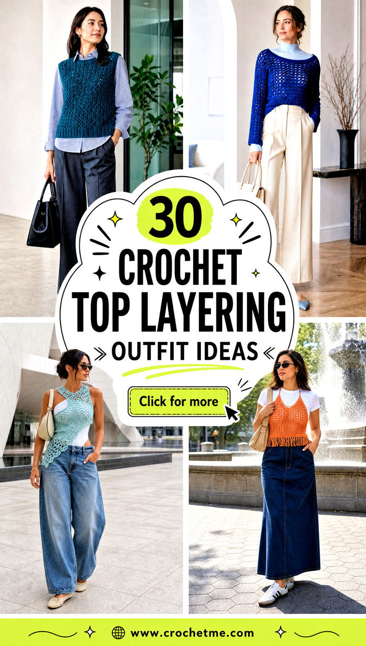 30 Crochet Top Layering Outfit ideas - 30 Crochet Top Layering Outfit ideas