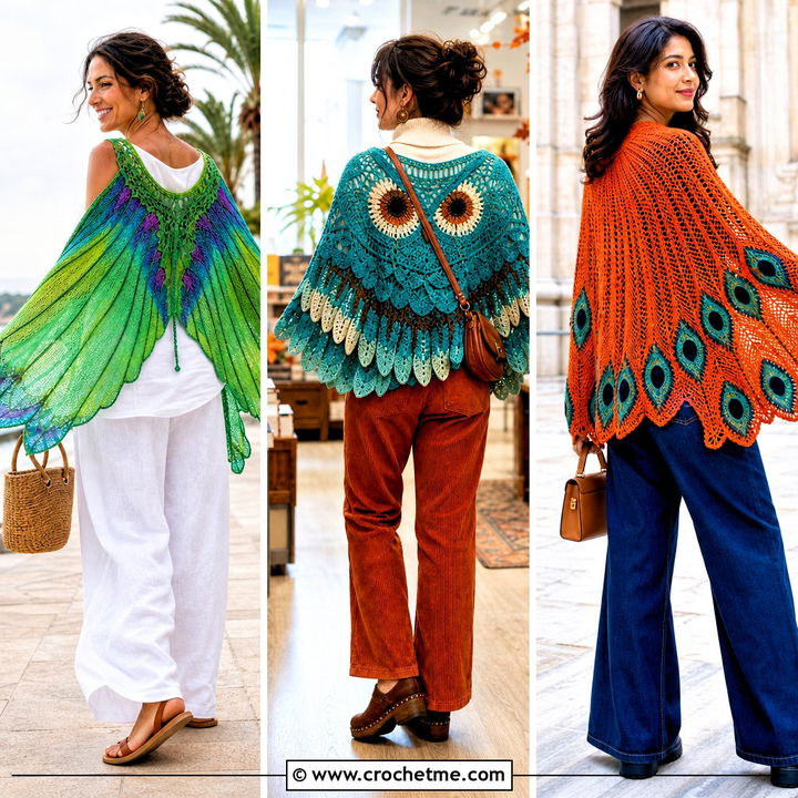 30 Crochet Wing Shawl Outfit Ideas for Dramatic Layered Style