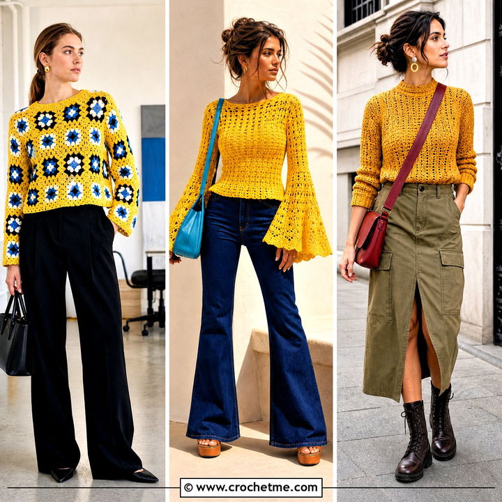 30 Crochet Yellow Sweater Outfit Ideas for Cheerful Style
