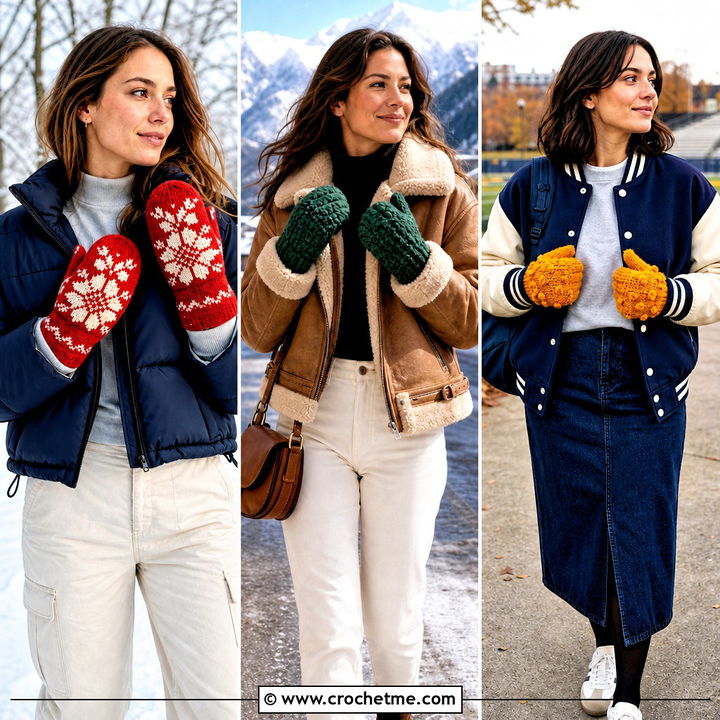 30 Crocheted Mittens Outfit Ideas for Cozy Winter Style