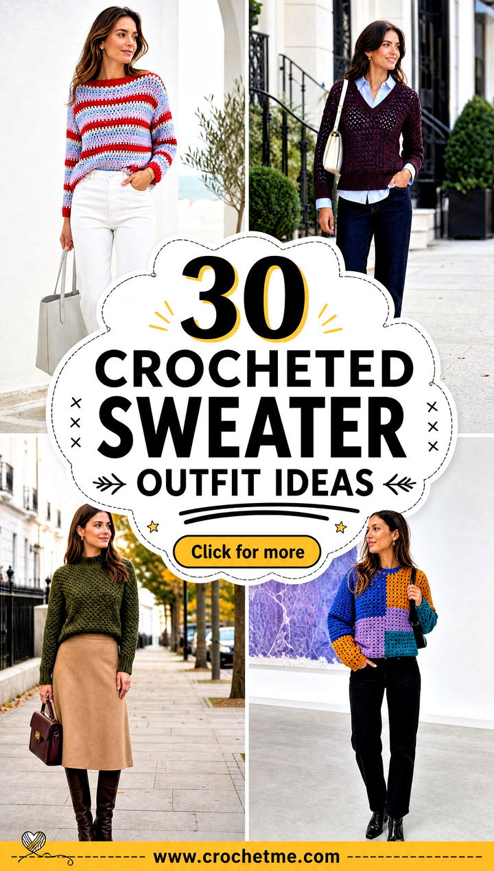 30 Crocheted Sweater Outfit ideas - 30 Crocheted Sweater Outfit ideas