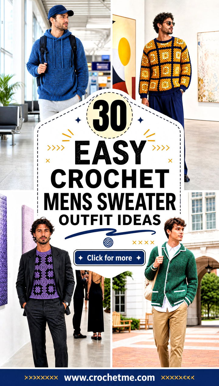 30 Easy Crochet Mens Sweater outfit ideas - 30 Easy Crochet Mens Sweater outfit ideas