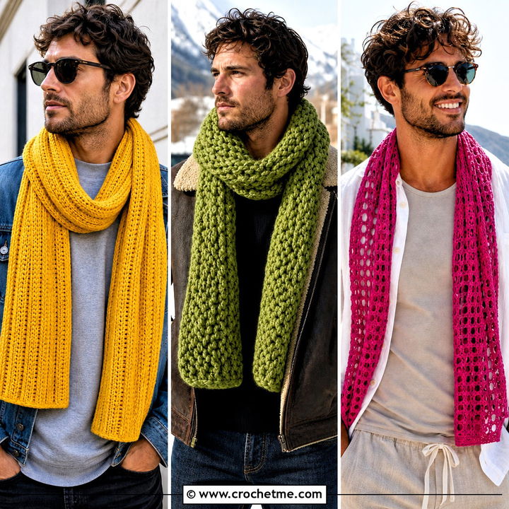 30 Mens Crochet Scarf Outfit Ideas for Cozy Winter Style