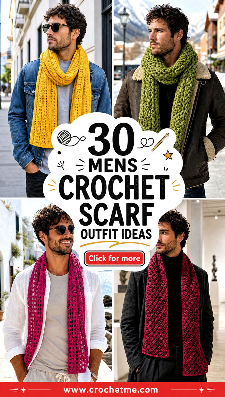 30 Mens Crochet Scarf outfit ideas - 30 Mens Crochet Scarf outfit ideas