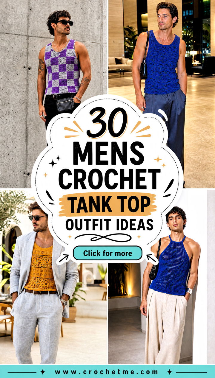 30 Mens Crochet Tank Top outfit ideas - 30 Mens Crochet Tank Top outfit ideas