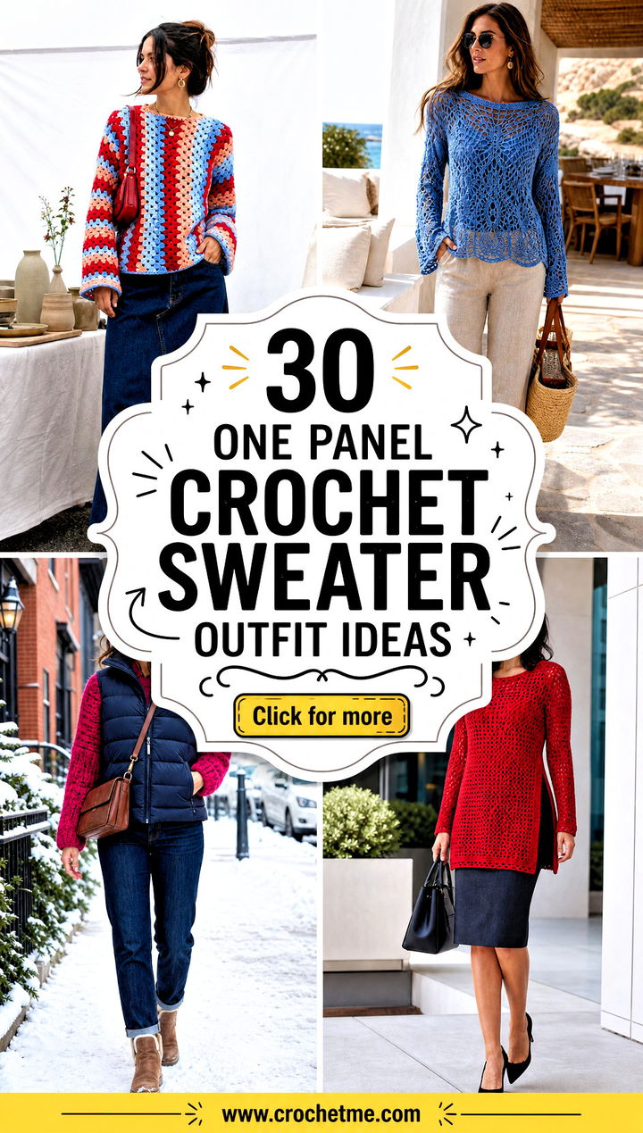 30 One Panel Crochet Sweater outfit ideas - 30 One Panel Crochet Sweater outfit ideas