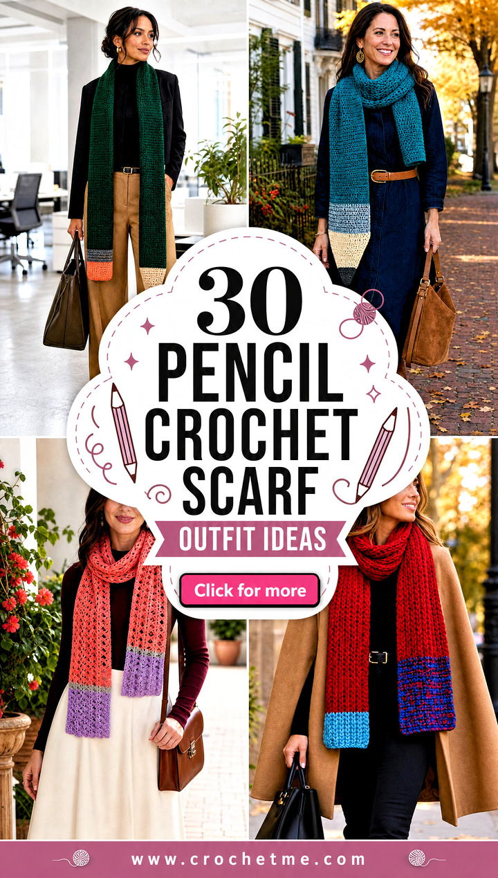 30 Pencil Crochet Scarf outfit ideas - 30 Pencil Crochet Scarf outfit ideas