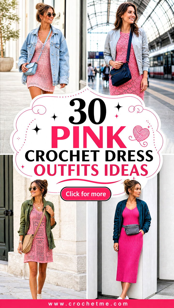 30 Pink Crochet Dress Outfits ideas - 30 Pink Crochet Dress Outfits ideas