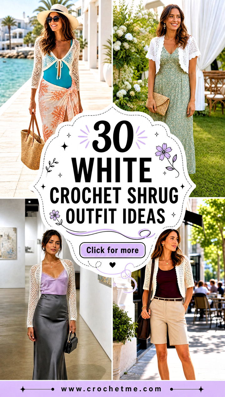 30 White Crochet Shrug outfit ideas - 30 White Crochet Shrug outfit ideas