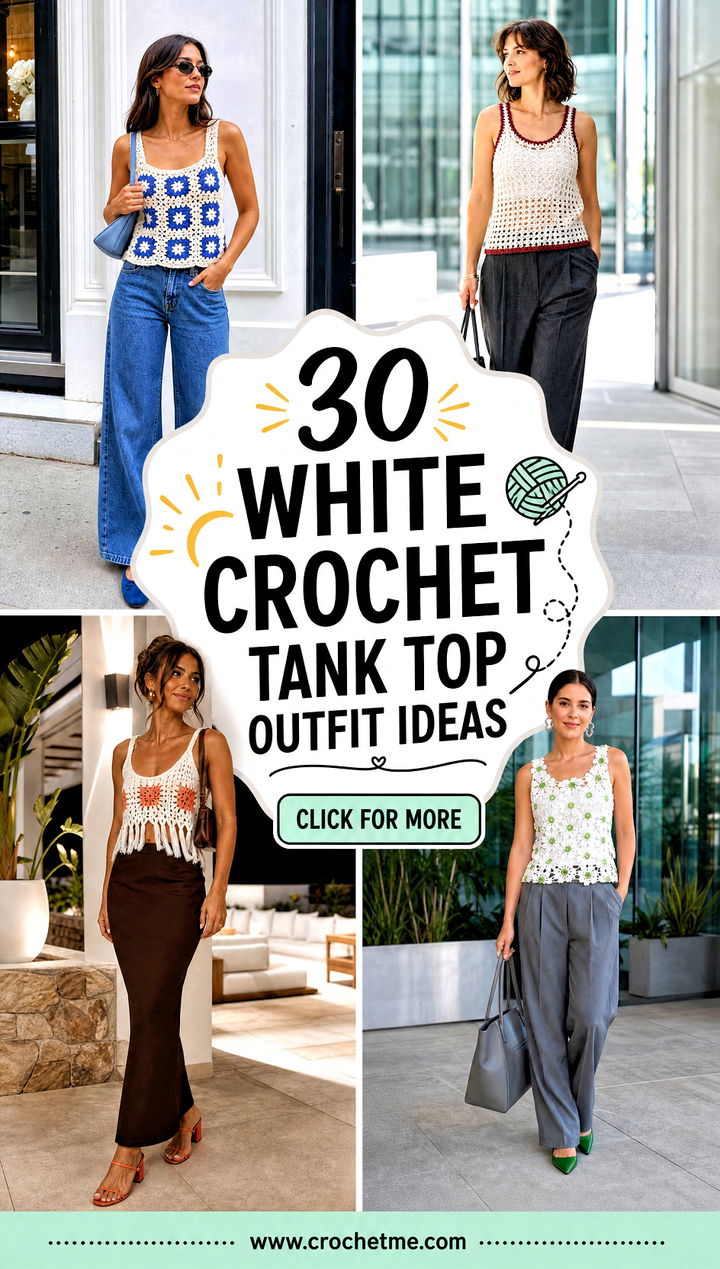 30 White Crochet Tank Top outfit ideas - 30 White Crochet Tank Top outfit ideas