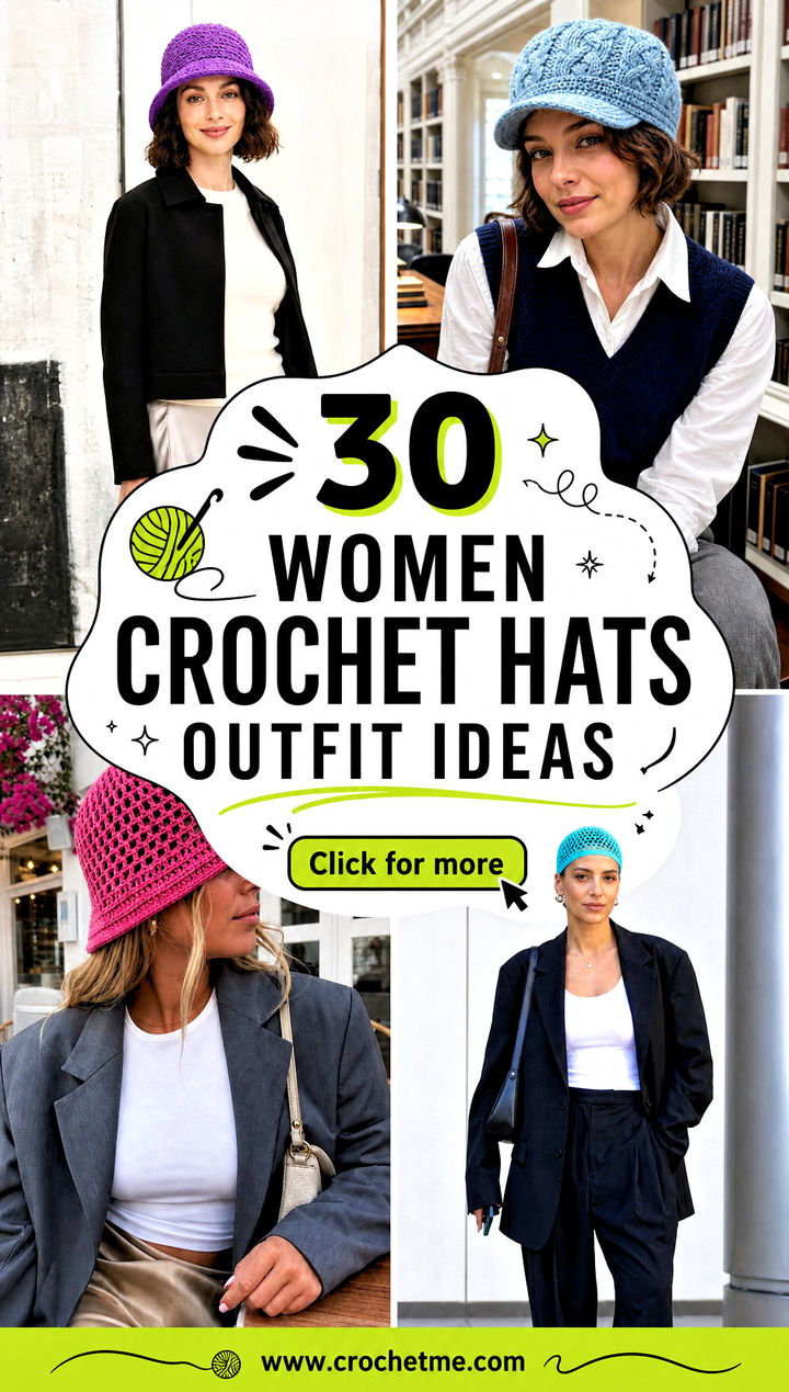 30 Women Crochet Hats outfit ideas - 30 Women Crochet Hats outfit ideas