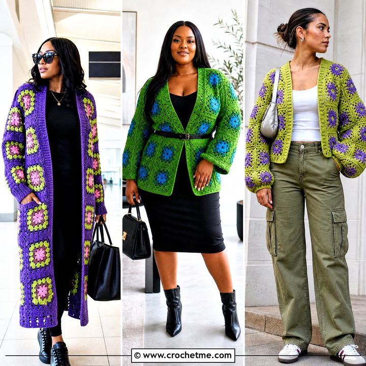 30 African Flower Granny Square Cardigan Outfit Ideas to Try
