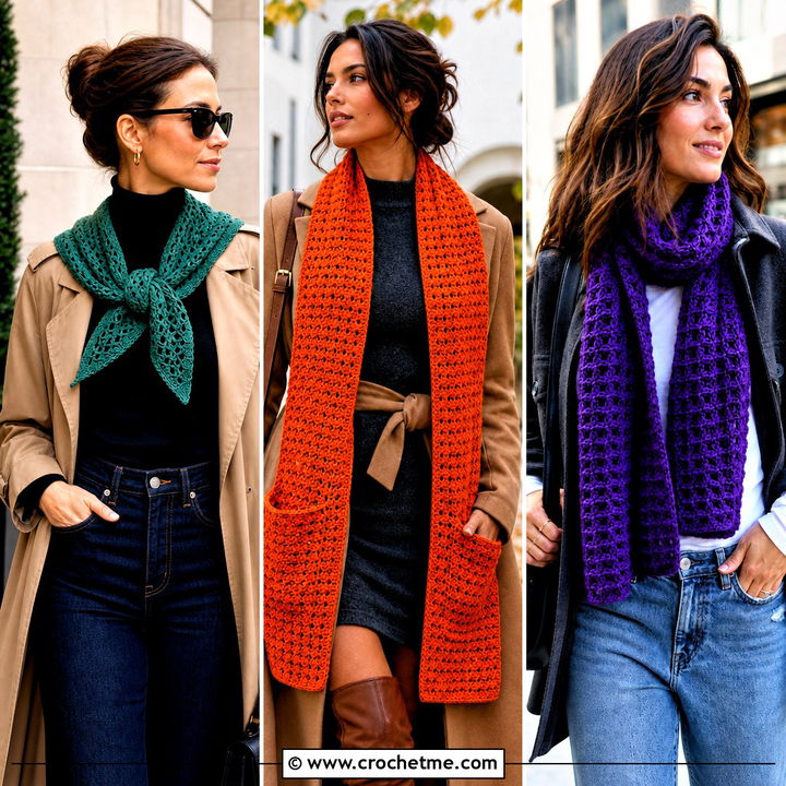 30 Autumn Crochet Scarf Outfit Ideas for Cozy Seasonal Style