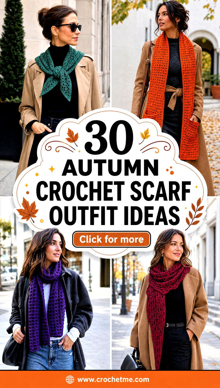 30 autumn crochet scarf outfit ideas - 30 autumn crochet scarf outfit ideas