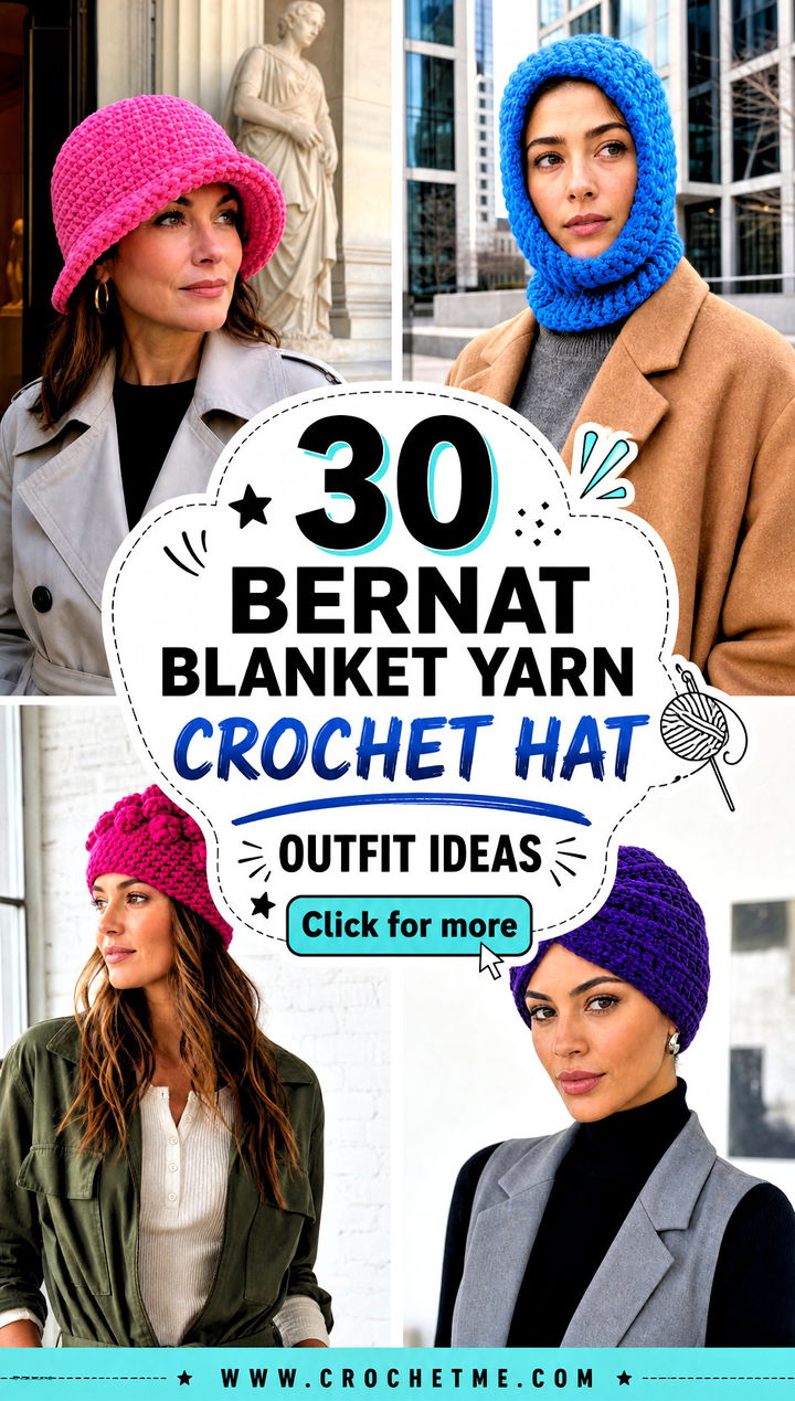 30 bernat blanket yarn crochet hat outfit ideas - 30 bernat blanket yarn crochet hat outfit ideas
