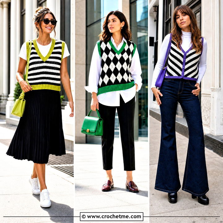 30 Black and White Crochet Vest Outfit Ideas for Chic Layers