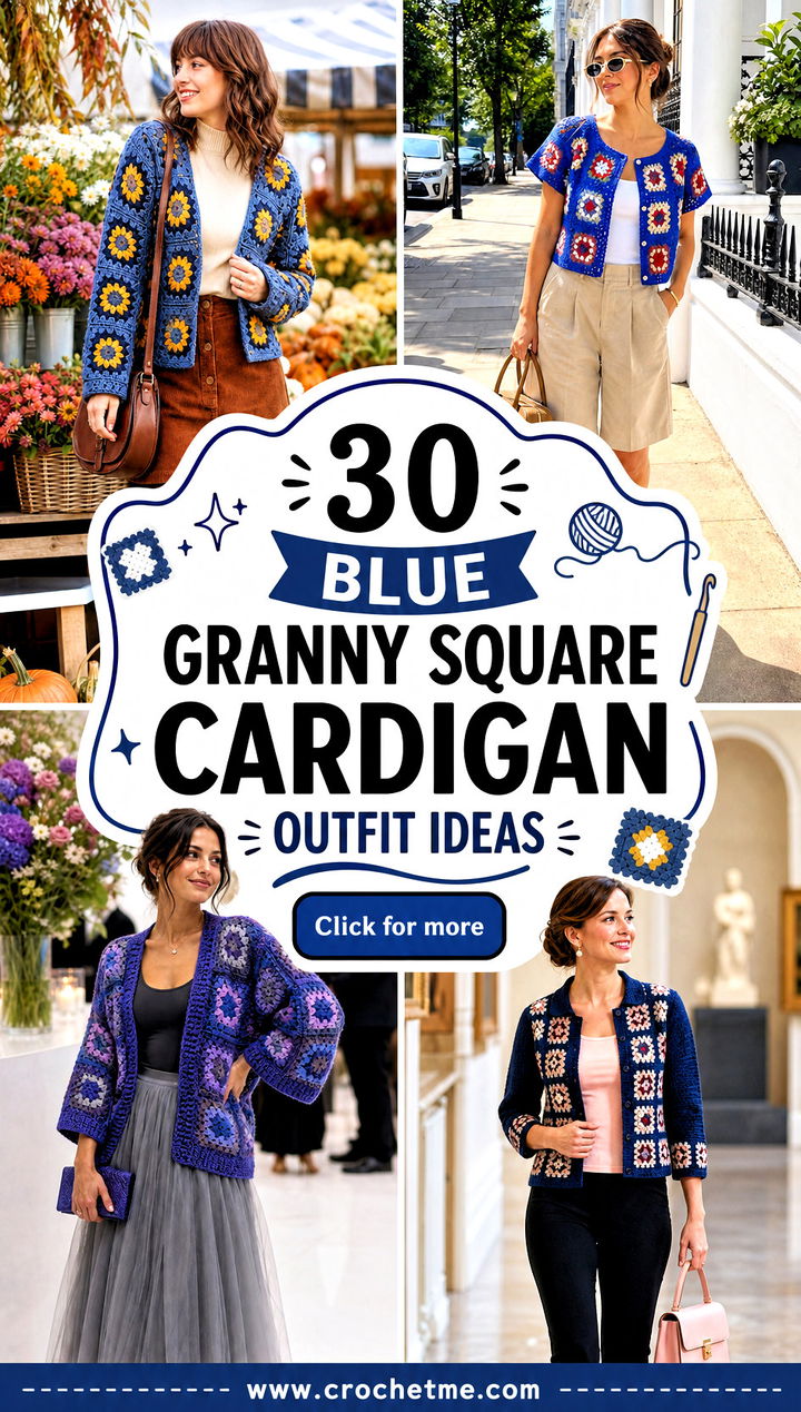 30 blue granny square cardigan outfit ideas - 30 blue granny square cardigan outfit ideas