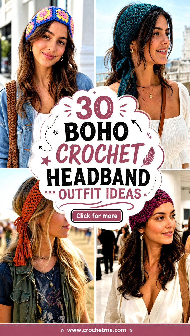 30 boho crochet headband outfit ideas - 30 boho crochet headband outfit ideas