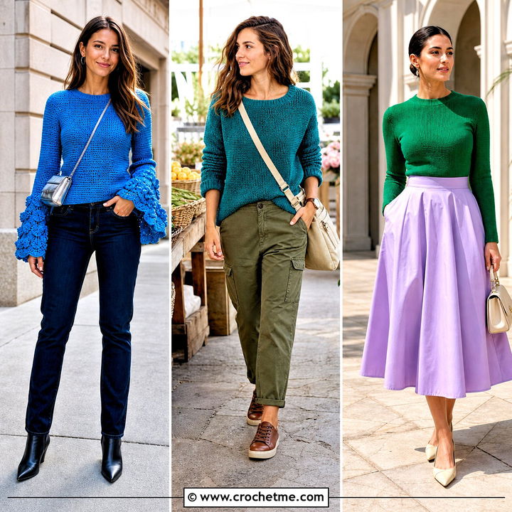 30 Bottom Up Crochet Sweater Outfit Ideas for Cozy Style