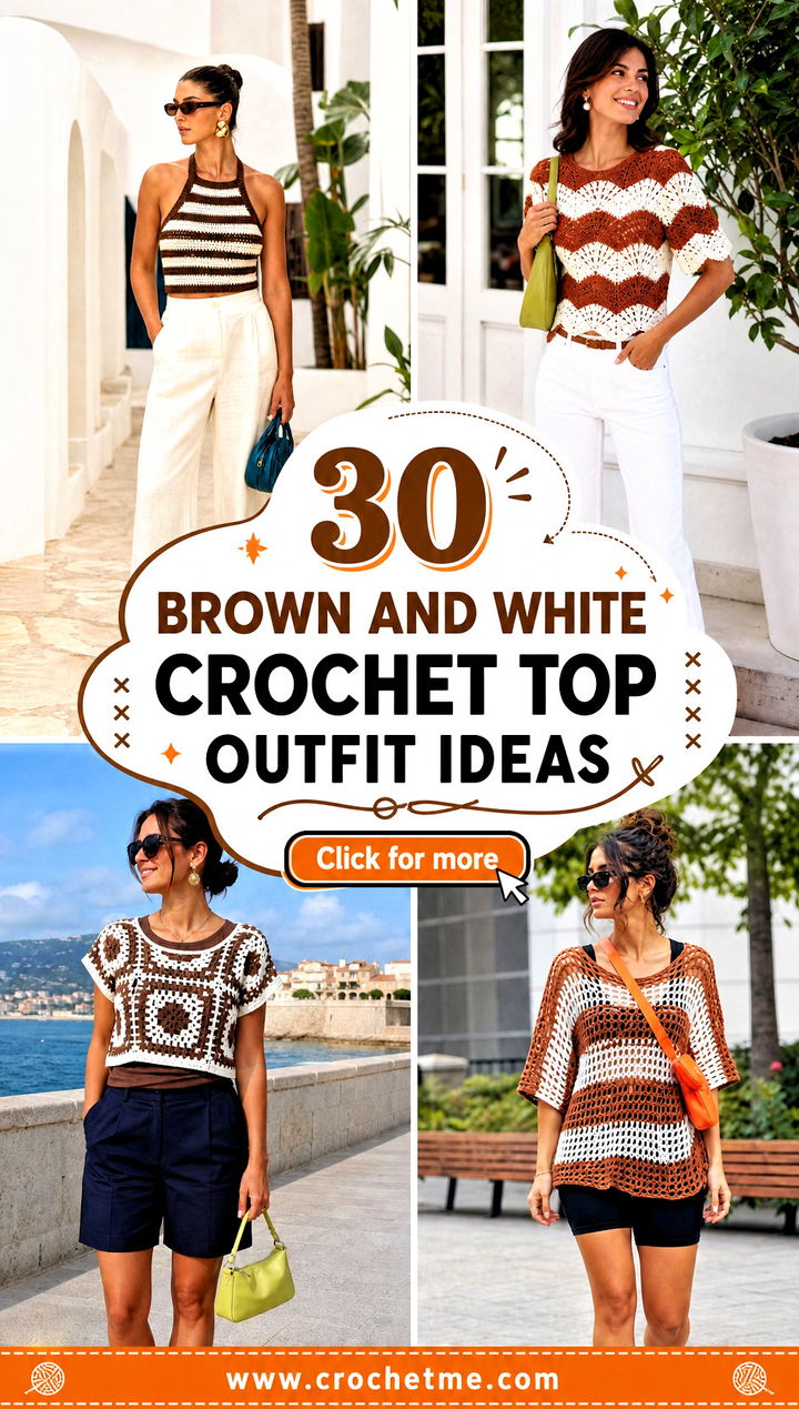 30 brown and white crochet top outfit ideas - 30 brown and white crochet top outfit ideas
