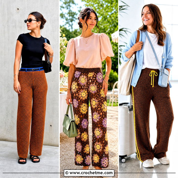 30 Brown Crochet Pants Outfit Ideas for Effortless Style