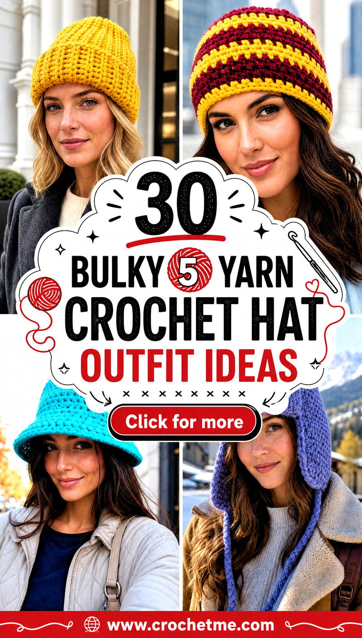 30 bulky 5 yarn crochet hat outfit ideas - 30 bulky 5 yarn crochet hat outfit ideas