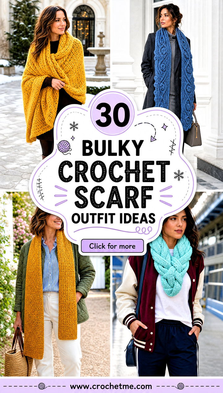 30 bulky crochet scarf outfit ideas - 30 bulky crochet scarf outfit ideas