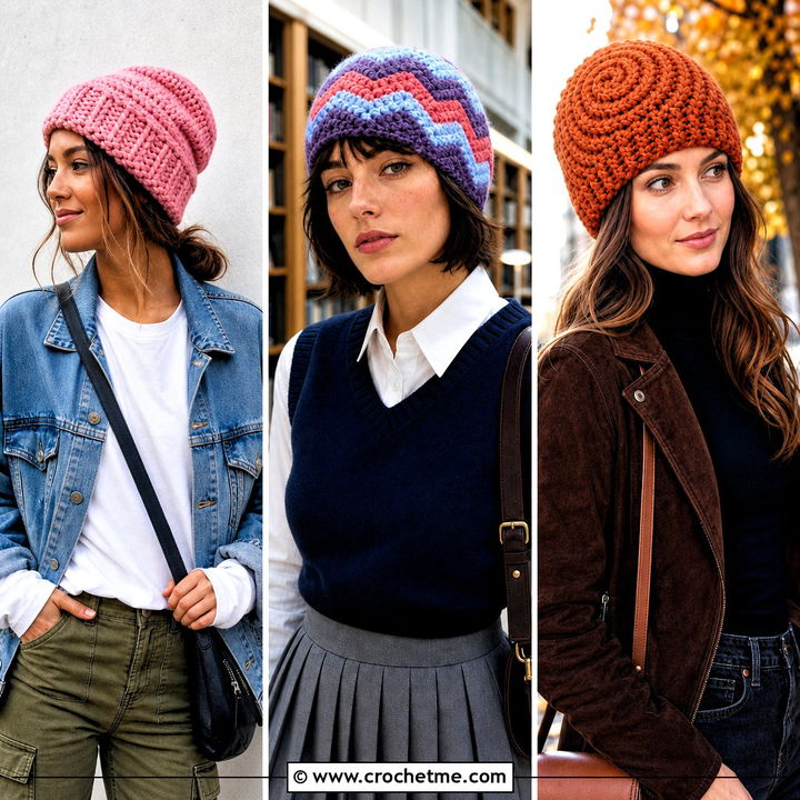 30 Bulky Yarn Crochet Beanie Outfit Ideas for Cozy Winter Days