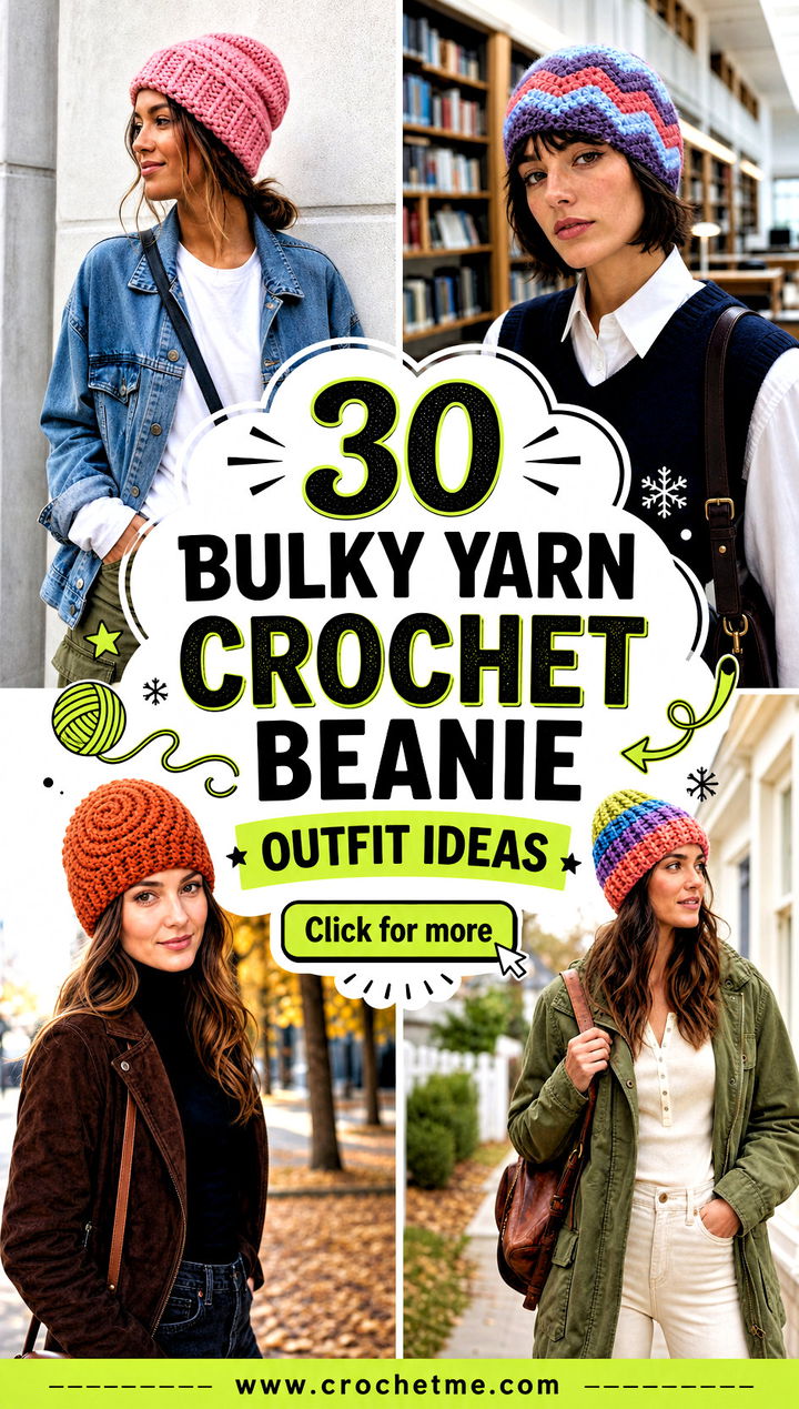 30 bulky yarn crochet beanie outfit ideas - 30 bulky yarn crochet beanie outfit ideas