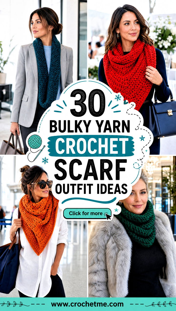 30 bulky yarn crochet scarf outfit ideas - 30 bulky yarn crochet scarf outfit ideas