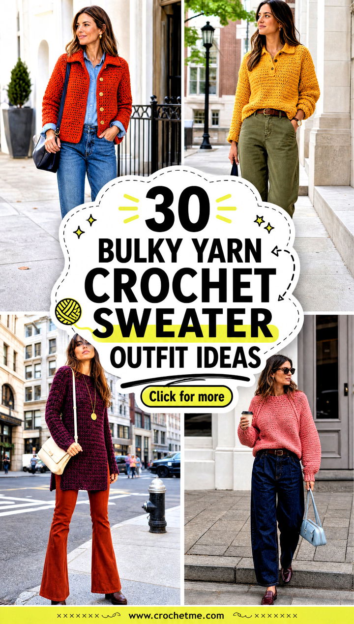 30 bulky yarn crochet sweater outfit ideas - 30 bulky yarn crochet sweater outfit ideas