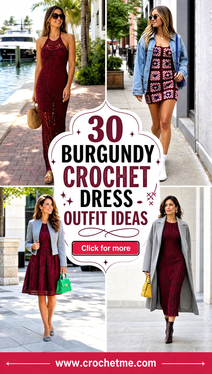 30 burgundy crochet dress outfit ideas - 30 burgundy crochet dress outfit ideas