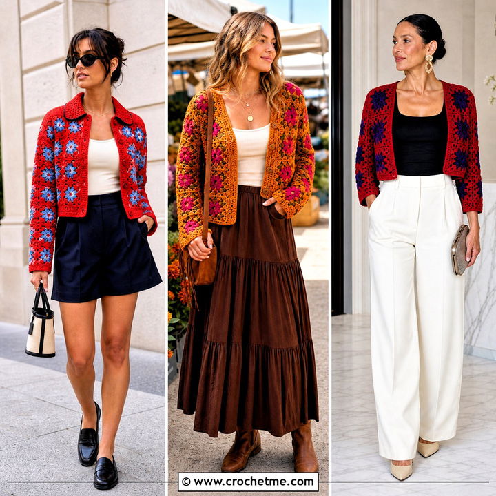 30 Cardigan With Granny Square Outfit Ideas for Cozy Style