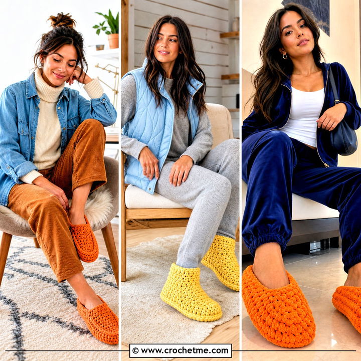 30 Chunky Crochet Slippers Outfit Ideas for Cozy Days at Home