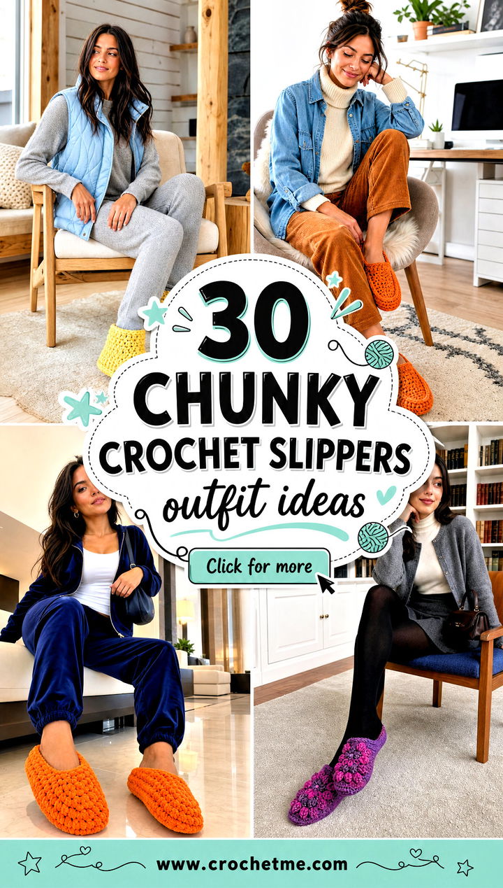 30 chunky crochet slippers outfit ideas - 30 chunky crochet slippers outfit ideas