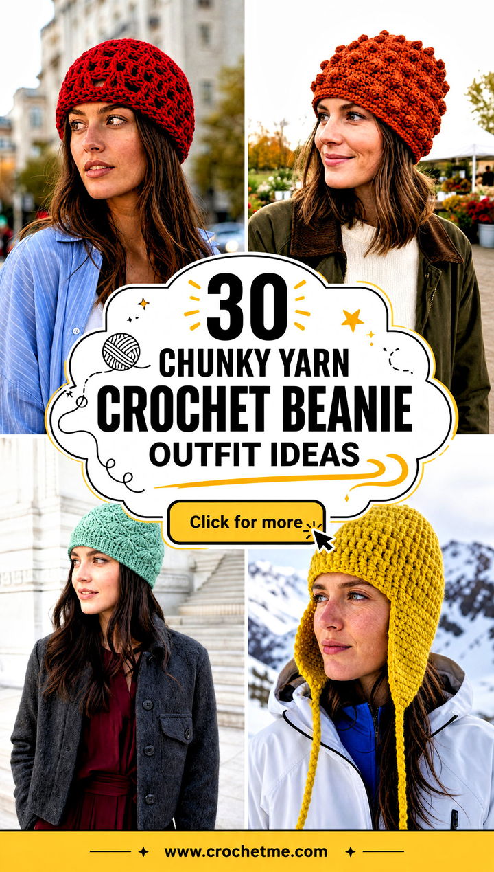30 chunky yarn crochet beanie outfit ideas - 30 chunky yarn crochet beanie outfit ideas