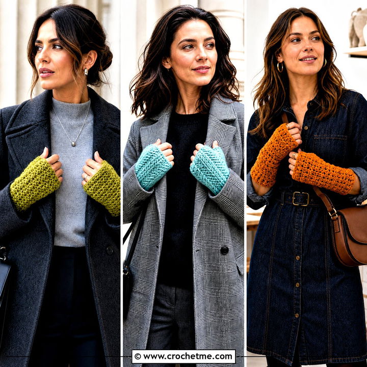 30 Chunky Yarn Crochet Fingerless Gloves Outfit Ideas for Fall