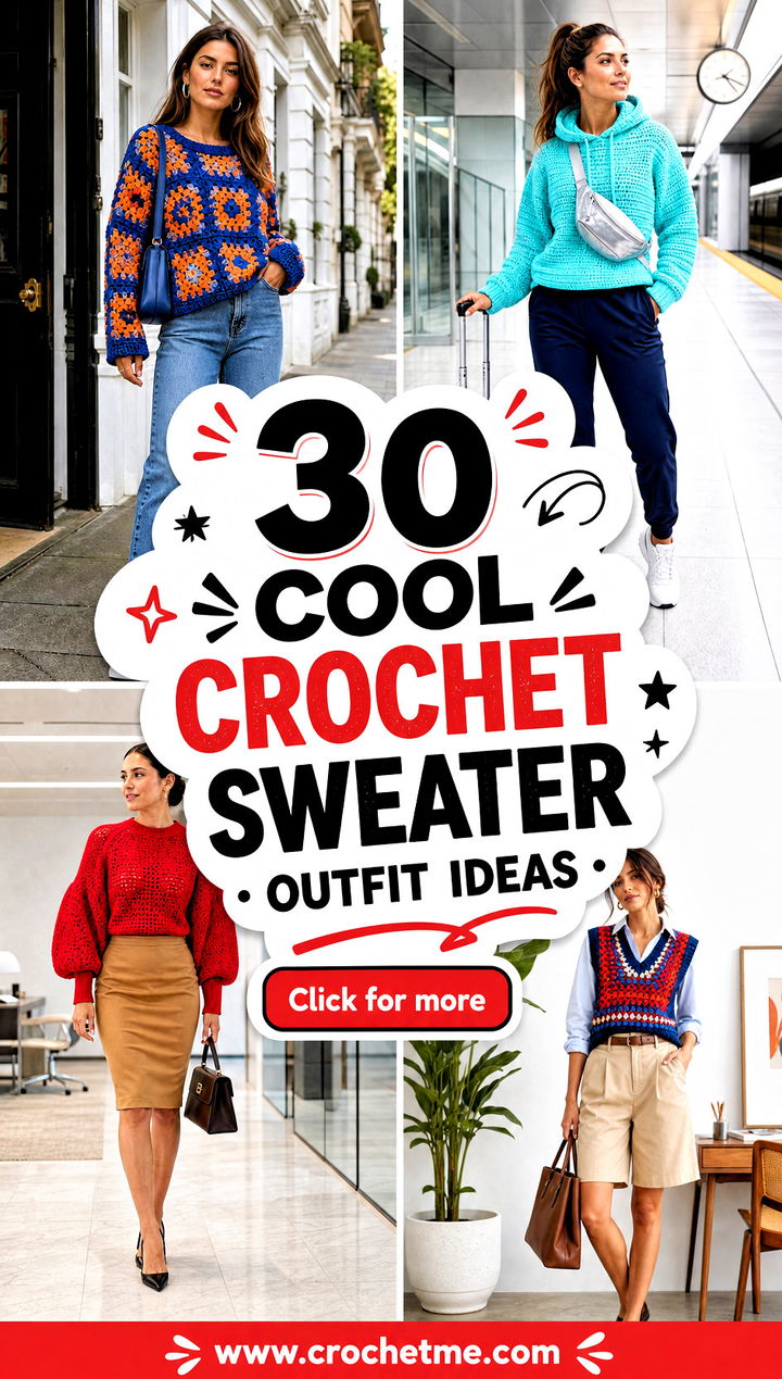 30 cool crochet sweater outfit ideas - 30 cool crochet sweater outfit ideas