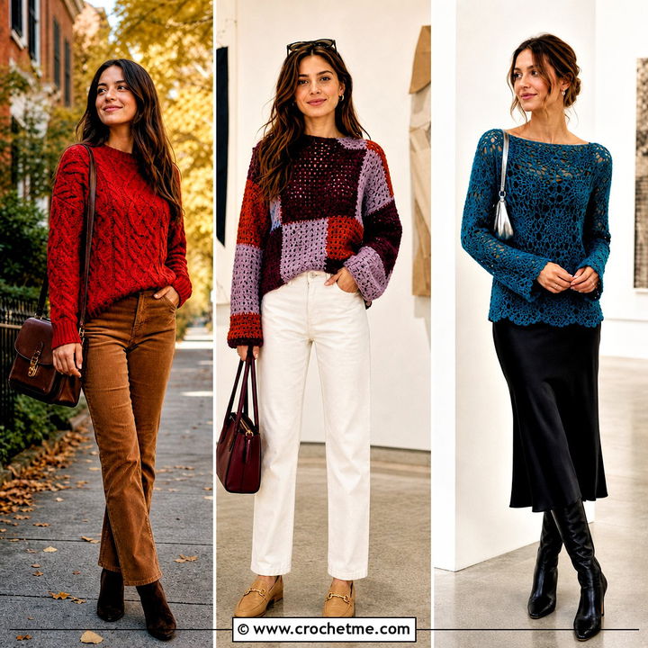 30 Cozy Crochet Sweater Outfit Ideas for Warm Winter Style
