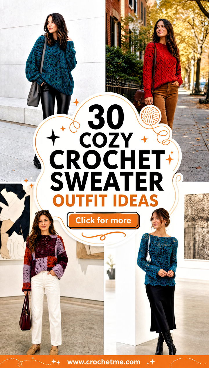 30 cozy crochet sweater outfit ideas - 30 cozy crochet sweater outfit ideas