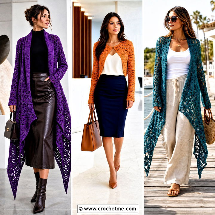 30 Crochet Asymmetrical Cardigan Outfit Ideas for Chic Layers